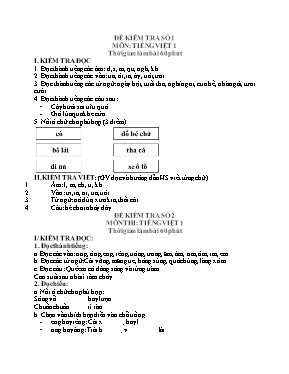 6 Đề kiểm tra môn Tiếng việt lớp 1